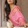Elision Baby Pink Pashmina Saree With Demure Blouse Piece