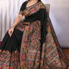 Entrancing Black Pashmina Saree With Winsome Blouse Piece