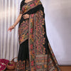 Entrancing Black Pashmina Saree With Winsome Blouse Piece