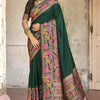 Flattering Dark Green Pashmina Saree With Mellifluous Blouse Piece