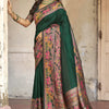 Flattering Dark Green Pashmina Saree With Mellifluous Blouse Piece