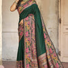 Flattering Dark Green Pashmina Saree With Mellifluous Blouse Piece