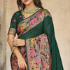 Flattering Dark Green Pashmina Saree With Mellifluous Blouse Piece
