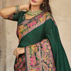Flattering Dark Green Pashmina Saree With Mellifluous Blouse Piece