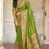 Surreptitious Green Pashmina Saree With Inspiring Blouse Piece