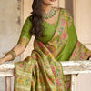 Surreptitious Green Pashmina Saree With Inspiring Blouse Piece