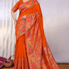 Vibrant Orange Pashmina Saree With Panache Blouse Piece
