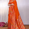 Vibrant Orange Pashmina Saree With Panache Blouse Piece