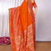 Vibrant Orange Pashmina Saree With Panache Blouse Piece
