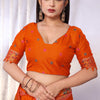 Vibrant Orange Pashmina Saree With Panache Blouse Piece