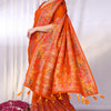 Vibrant Orange Pashmina Saree With Panache Blouse Piece