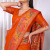 Vibrant Orange Pashmina Saree With Panache Blouse Piece