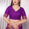 Pretty Purple Pashmina Saree With Nebula Blouse Piece
