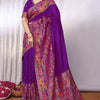 Pretty Purple Pashmina Saree With Nebula Blouse Piece