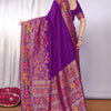 Pretty Purple Pashmina Saree With Nebula Blouse Piece