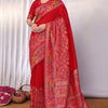 Dazzling Red Pashmina Saree With Fugacious Blouse Piece