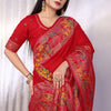 Dazzling Red Pashmina Saree With Fugacious Blouse Piece
