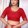 Dazzling Red Pashmina Saree With Fugacious Blouse Piece