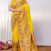 Angelic Yellow Pashmina Saree With Smashing Blouse Piece