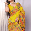 Angelic Yellow Pashmina Saree With Smashing Blouse Piece