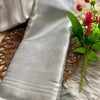 Bollywood Style Silver Soft Tissue Silk Saree With Winsome Blouse Piece