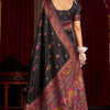 Eclat Black Pashmina Saree With Deserving Blouse Piece