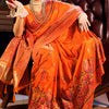 Fragrant Orange Pashmina Saree With Wonderful Blouse Piece