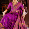 Felicitous Purple Pashmina Saree With Ephemeral Blouse Piece