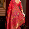 Piquant Red Pashmina Saree With Bucolic Blouse Piece