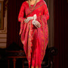Piquant Red Pashmina Saree With Bucolic Blouse Piece