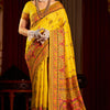 Exceptional Yellow Pashmina Saree With Pleasurable Blouse Piece