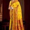 Exceptional Yellow Pashmina Saree With Pleasurable Blouse Piece