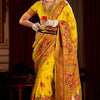 Exceptional Yellow Pashmina Saree With Pleasurable Blouse Piece