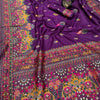 Entrancing Purple Pashmina Saree With Beleaguer Blouse Piece