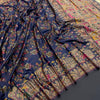 Proficient Navy Blue Pashmina Saree With Stunner Blouse Piece