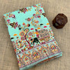Comely Sky Pashmina Saree With Blooming Blouse Piece