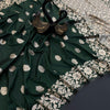 Radiant Dark Green Soft Banarasi Silk Saree With Exquisite Blouse Piece