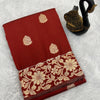 Gratifying Red Soft Banarasi Silk Saree With Admirable Blouse Piece