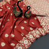 Gratifying Red Soft Banarasi Silk Saree With Admirable Blouse Piece