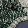 Adorable Dark Green Soft Banarasi Silk Saree With Whimsical Blouse Piece