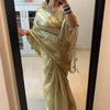 Fancifull Golden Soft Tissue Silk Saree With Demesne Blouse Piece