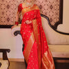Eloquence Red Soft Silk Saree With Marvellous Blouse Piece