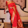 Eloquence Red Soft Silk Saree With Marvellous Blouse Piece