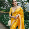 Enchanting Yellow Soft Silk Saree With Flamboyant Blouse Piece