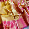 Bollywood Style Golden Soft Tissue Silk Saree With Artistic Blouse Piece