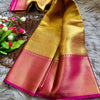 Bollywood Style Golden Soft Tissue Silk Saree With Artistic Blouse Piece