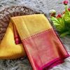 Bollywood Style Golden Soft Tissue Silk Saree With Artistic Blouse Piece