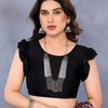 Supernal Black Ajrak Printed Soft Silk Saree With Piquant Blouse Piece