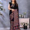 Supernal Black Ajrak Printed Soft Silk Saree With Piquant Blouse Piece