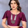 Pleasurable Purple Ajrak Printed Soft Silk Saree With Fragrant Blouse Piece